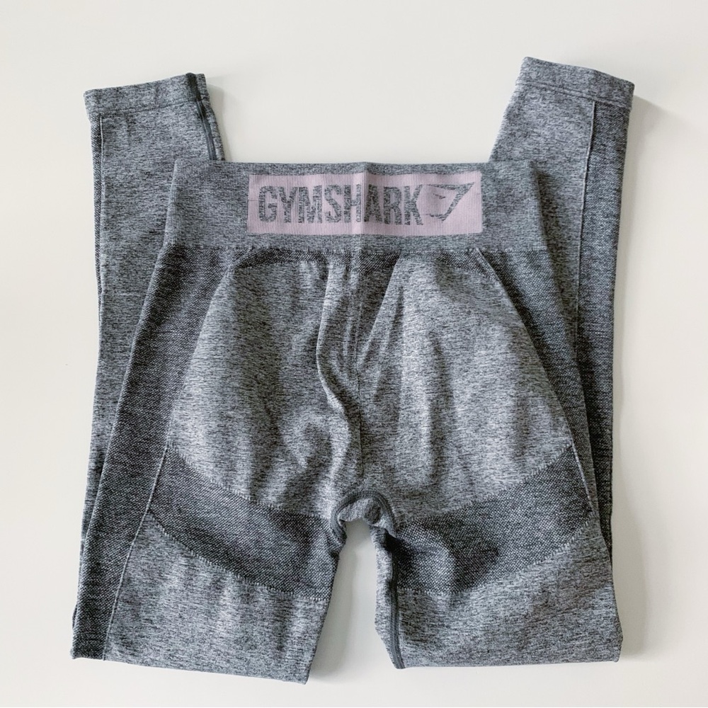 Gymshark Flex Gray Leggings with Pink Accents